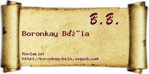 Boronkay Béla névjegykártya