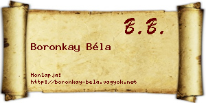Boronkay Béla névjegykártya